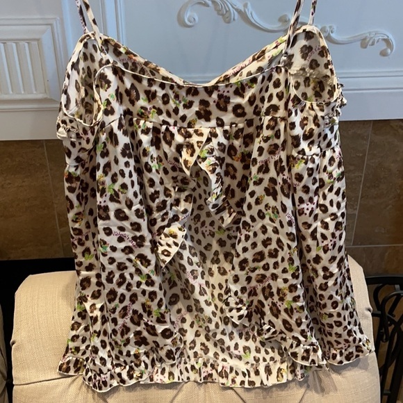 VICTORIAS SECRET SATIN CAMI LEOPARD SLEEP TANK TOP - Picture 3 of 6